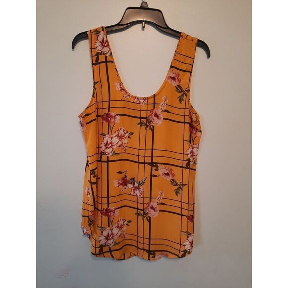Daytrip size L Yellow Floral Tank Top - Picture 1 of 3
